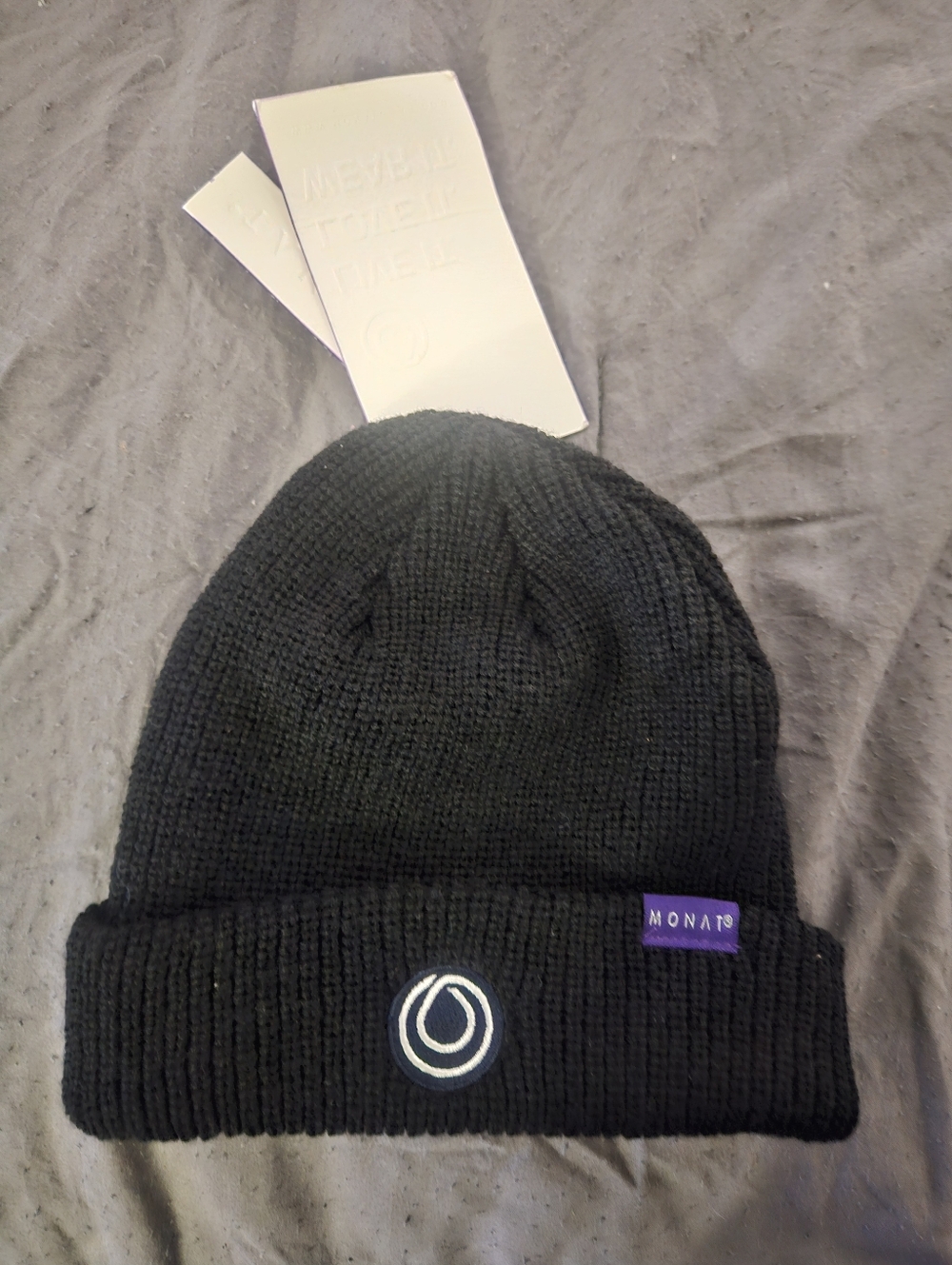 MONAT Black Rib Knit Cuffed Beanie